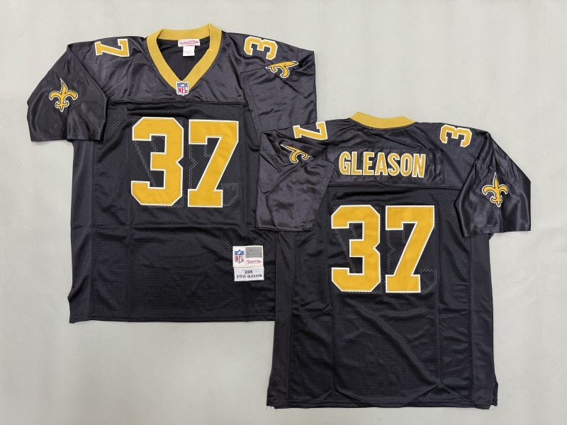 Men 2025 New Orleans Saints 37 Gleason black Throwback Limited NFL Jersey style 001